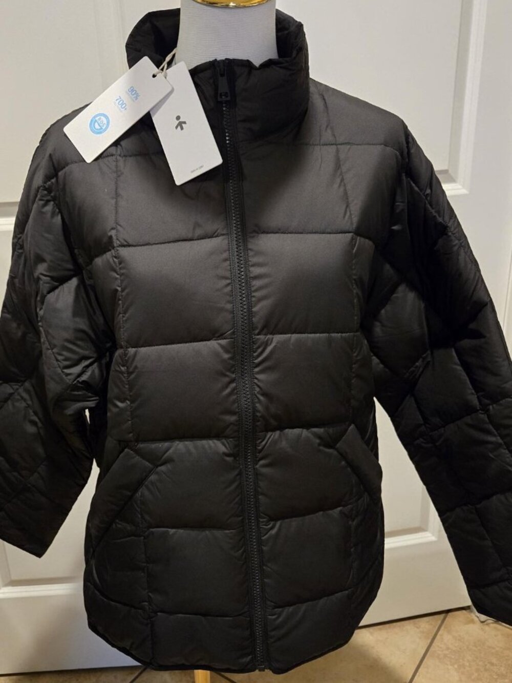 NWT Orolay Women's Lightweight Quilted Down Puffer Jacket Black Size S 700+Fill
